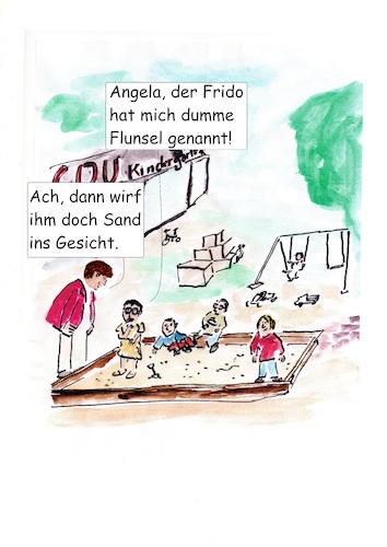 Cartoon: gestern im CDU Kindergarten (medium) by Stefan von Emmerich tagged cdu,kindergarten,kramp,karrenbauer,friedrich,merz,angela,merkel