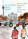 Cartoon: Traktoren über Berlin (small) by Stefan von Emmerich tagged suv,traktoren,bauernproteste,bauern,demonstration,berlin,unter,den,linden,agrapolitik,vekehrskaos,bauernverband