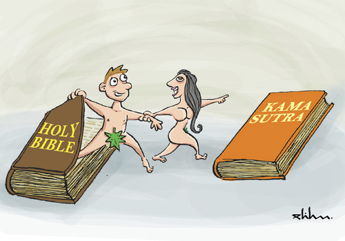 Cartoon: Adam and Eve (medium) by elihu tagged book,kamasutra,bible,adamandeve,elihu,heaven