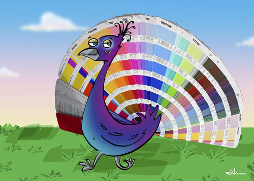 Cartoon: Collors (medium) by elihu tagged collors,pantone,peacock,nature