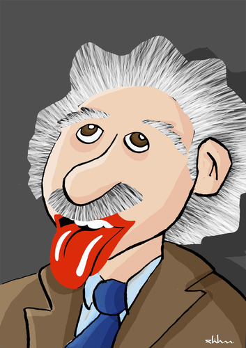 Cartoon: Einstein (medium) by elihu tagged einstein,caricature,rolling,stone