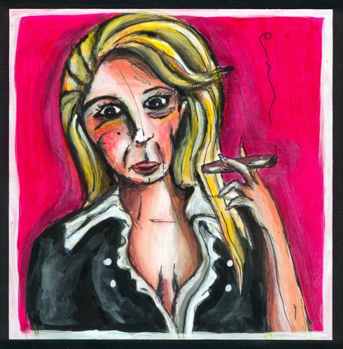 Cartoon: smoking woman (medium) by Battlestar tagged woman,frau,portrait