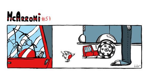 Cartoon: McArroni nr. 57 (medium) by julianloa tagged mcarroni,mobile,phone,driving,crash