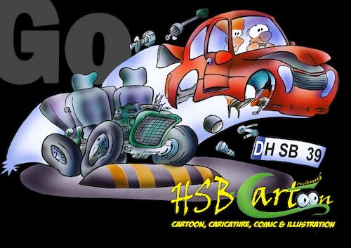 Cartoon: Airbrush Illustration car (medium) by HSB-Cartoon tagged airbrush,illustration,cartoon,car,traffic,cartoonmotiv,acrylic,acryl,art,hsbcartoon,driver