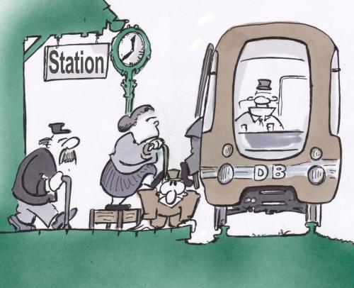 Cartoon: Bahnsteig (medium) by HSB-Cartoon tagged db,bahn,bahnhof,zug,lokomotive,station,senioren,db,bahn,zug,lokomotive,senioren,alter,alt,oma,opa,großeltern,körper,gebrechlich,rentner,hilfe,unterstützung