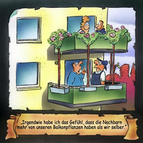 Cartoon: Balkonpflanzen (medium) by HSB-Cartoon tagged garten,haus,wohnung,balkon,pflanzen,fauna,nachbarn,hochhaus,,garten,haus,wohnung,balkon,pflanzen,fauna,nachbarn,hochhaus,nutzen,genuss,nächstenliebe
