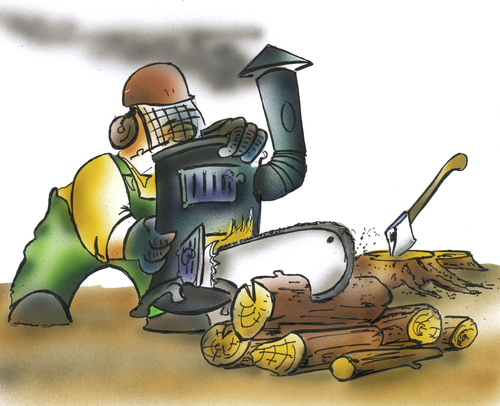 Cartoon: Brennholz (medium) by HSB-Cartoon tagged wald,holzfäller,brennholz,brandholz,ofen,wärme,axt,beil,holzhacken,motorsäge,säge,airbrush,wald,holzfäller,brennholz,brandholz,ofen,wärme,axt,beil,holzhacken,motorsäge,säge,airbrush