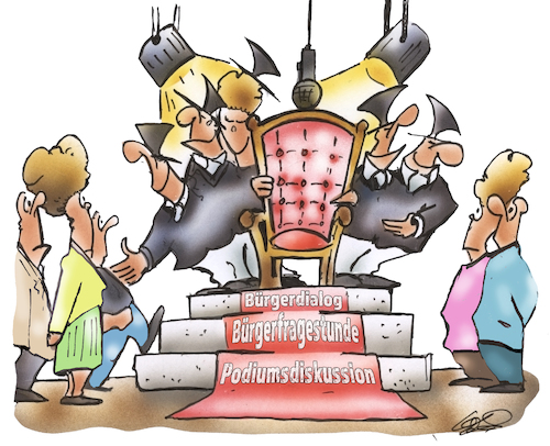 Cartoon: Bürgerdialog Wünsch dir was (medium) by HSB-Cartoon tagged bürgerdialog,bürgerforen,bürgerdebatte,bürgerbeteiligung,bürgerbefragung,wünsch,dir,was,könig,wahlen,bundestagswahl,landtagswahl,kommunalwahl,kreistagswahl,wahlgang,karikatur,lokalpolitik,kommunalpolitik,wahlwerbung,parteien,politik,pressezeichner,thron,rampenlicht,forderung,zuhören,politikverdrossenheit,mitmachen,bürgerdialog,bürgerforen,bürgerdebatte,bürgerbeteiligung,bürgerbefragung,wünsch,dir,was,könig,wahlen,bundestagswahl,landtagswahl,kommunalwahl,kreistagswahl,wahlgang,karikatur,lokalpolitik,kommunalpolitik,wahlwerbung,parteien,politik,pressezeichner,thron,rampenlicht,forderung,zuhören,politikverdrossenheit,mitmachen