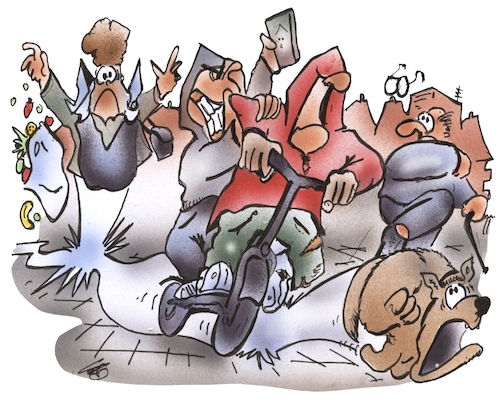 Cartoon: E Scooter (medium) by HSB-Cartoon tagged verkehrsrowdy,escooter,scooter,zweirad,rowdy,ungehobelt,verkehr,straßenverkehr,verkehrsteilnehmer,innenstadt,unfallgefahr,rücksichtslos,flegelhaft,fahren,ohne,rücksicht,hsbcartoon,cartoon,karikatur,verkehrsrowdy,escooter,scooter,zweirad,rowdy,ungehobelt,verkehr,straßenverkehr,verkehrsteilnehmer,innenstadt,unfallgefahr,rücksichtslos,flegelhaft,fahren,ohne,rücksicht,hsbcartoon,cartoon,karikatur