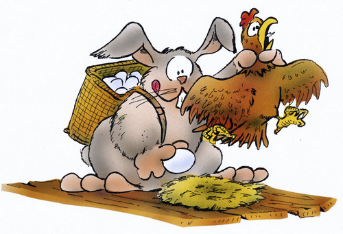 Cartoon: eastern (medium) by HSB-Cartoon tagged eastern,rabbit,pet,egg,animal,chicken
