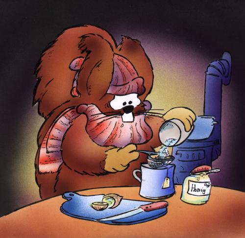 Cartoon: Erkältungswetter (medium) by HSB-Cartoon tagged hausmittel,eichhörnchen,animal,erkältung,,hausmittel,eichhörnchen,erkältung,tier,medizin,krankheit,gesundheit,hausrezept,zwiebel,honig,genesen,gesund