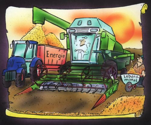 Cartoon: Erntezeit (medium) by HSB-Cartoon tagged ressourcen,energie,nahrung,lebensmittel,farmer,landwirt,ernte,,ressourcen,energie,nahrung,lebensmittel,farmer,landwirt,ernte,hunger,knappheit,rohstoff,ökosprit,benzin,benzinpreis,zukunft,alternative,regenerative energie