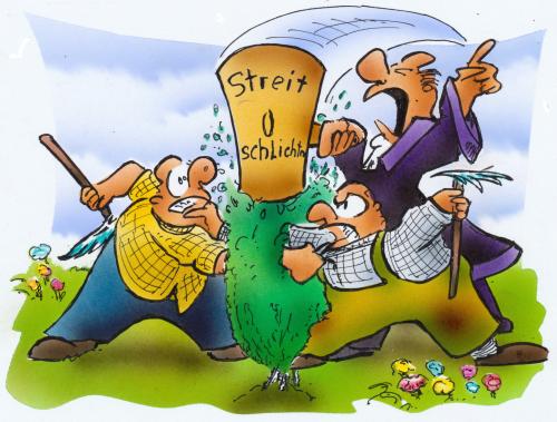 Cartoon: Streitschlichter (medium) by HSB-Cartoon tagged anwalt,nachbar,garten,streit,nachbarschaft,gericht