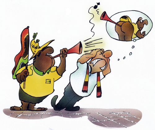 Cartoon: Vuvuzela (medium) by HSB-Cartoon tagged vuvuzela,soccer,wm,wm2010,fußball,fan,fußballfan,südafrika,deutschland,germany,sport,airbrush,cartoon