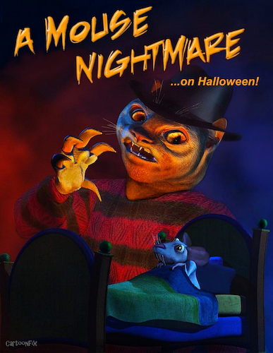 Cartoon: A Mouse Nightmare (medium) by Cartoonfix tagged freddy,krüger,nightmare,on,elm,street,halloween,mouse