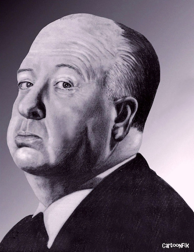 Cartoon: Alfred Hitchkock Portrait (medium) by Cartoonfix tagged alfred,hitchkock