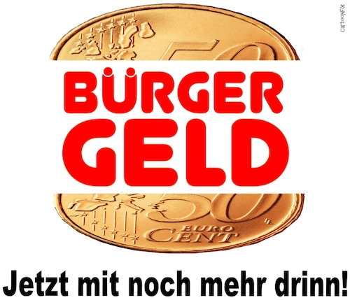 Cartoon: Bürgergeld (medium) by Cartoonfix tagged bürgergeld,hartz,ampelkoalition,burger,king,logo