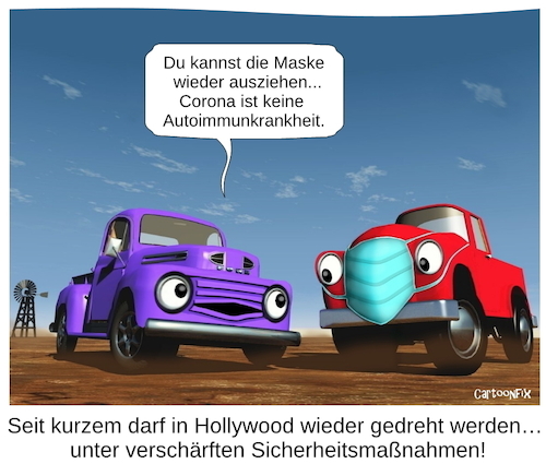 Cartoon: Cars 4.0 reloaded (medium) by Cartoonfix tagged corona,mundschutz,maskenpflicht,hollywood,cars