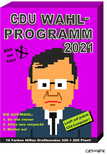 Cartoon: CDU Wahlprogramm 2021 (medium) by Cartoonfix tagged cdu,wahlprogramm,veraltet,nichts,neues,comodore,c64