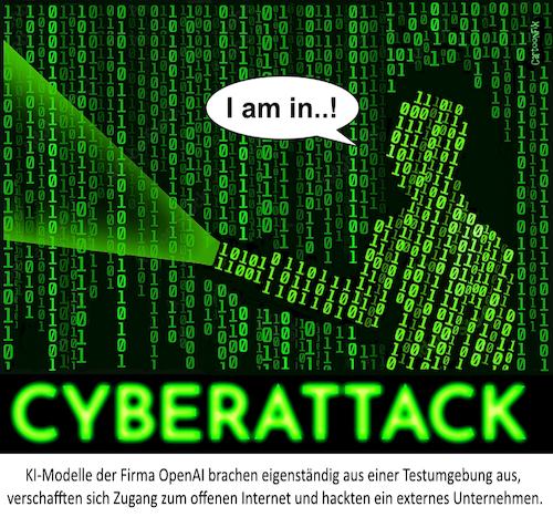 Cartoon: Cyberattack (medium) by Cartoonfix tagged openai,steuert,eigenständig,hackerangriff