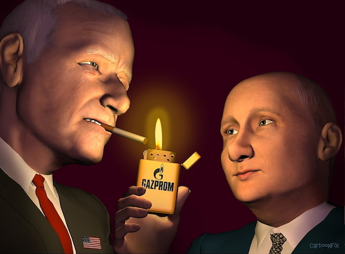 Cartoon: Die Annäherung (medium) by Cartoonfix tagged biden,putin,treffen,ukraine,konflikt,spannungen,gazprom,nordstream