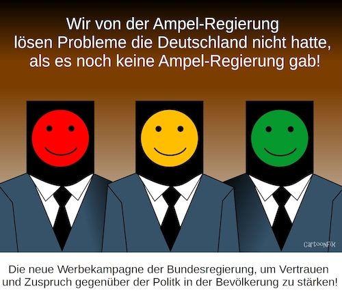 Cartoon: Die Werbekampagne (medium) by Cartoonfix tagged ampelkoalition,regierung,scholz,lindner,habeck