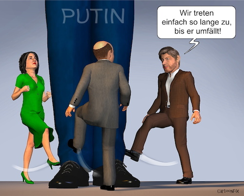 Cartoon: Diplomatie... (medium) by Cartoonfix tagged diplomatie,deutschland,ampelregierung,putin,russland,ukraine,krieg,scholz,habeck,baerbock