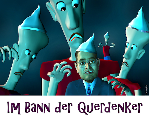 Cartoon: Im Bann der Querdenker (medium) by Cartoonfix tagged querdenker,spahn,albtraum,aluhüte