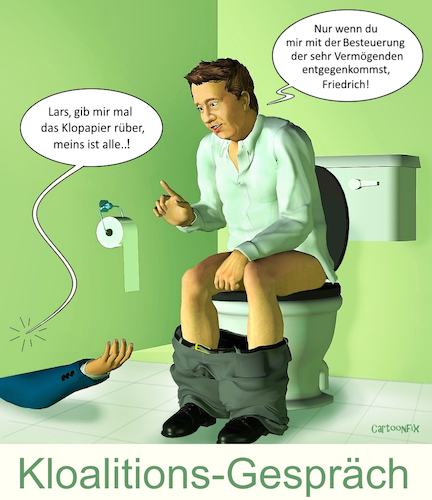 Cartoon: Kloalitions-Gespräch (medium) by Cartoonfix tagged cdu,spd,große,koalition
