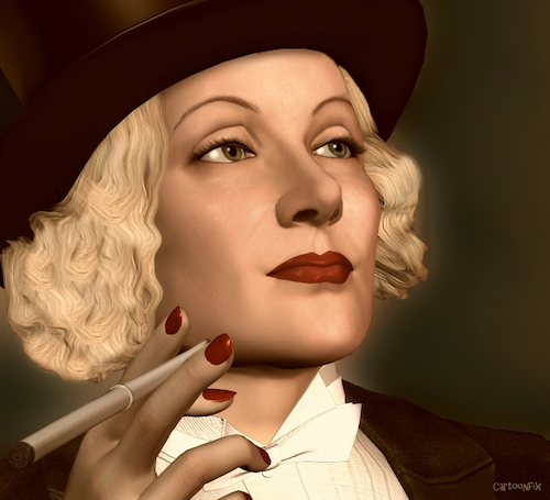 Cartoon: Marlene Dietrich (medium) by Cartoonfix tagged marlene,dietrich,portrait,illustration