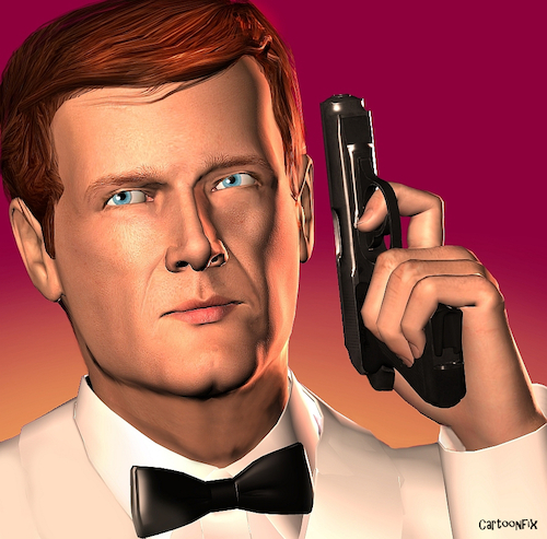 Cartoon: Roger Moore (medium) by Cartoonfix tagged roger,moore,portrait,illustration,james,bond