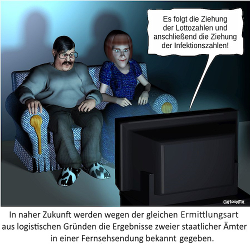 Cartoon: Samstagabend (medium) by Cartoonfix tagged corona,infektionszahlen,lottozahlen,samstagabend