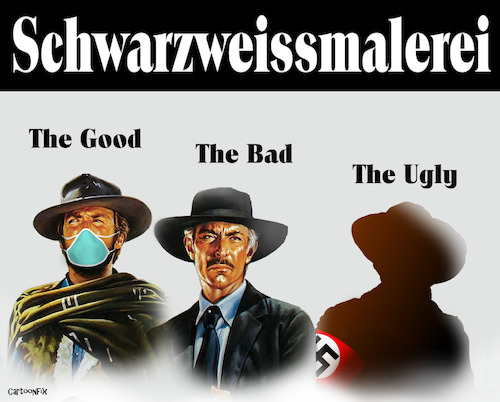 Cartoon: Schwarzweissmalerei (medium) by Cartoonfix tagged berliner,covid,demo,schwarzweissmalerei,covidioten,nazis,unvernünftig