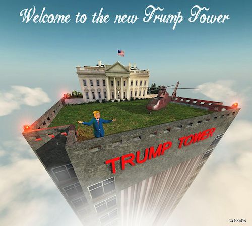 Cartoon: Welcome... (medium) by Cartoonfix tagged wahlen,usa,2020,withe,house,trump,tower