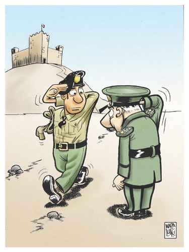 Cartoon: saludo (medium) by Wadalupe tagged ejercito,milicia,saludo,cortesia,oficial,soldado,cuartel,desfile