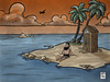 Cartoon: naufrago civico (small) by Wadalupe tagged isla,desierta,wc,naufrago,palmeras,civilizacion,mar,soledad