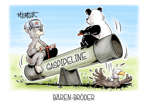 Cartoon: Bären-Brüder (medium) by Mirco Tomicek tagged trump,besuch,china,wladimir,putin,xi,jinping,russland,gas,gaspipeline,pipeline,power,of,siberia,energien,energie,karikatur,cartoon,pressekarikatur,mirco,tomicek,trump,besuch,china,wladimir,putin,xi,jinping,russland,gas,gaspipeline,pipeline,power,of,siberia,energien,energie,karikatur,cartoon,pressekarikatur,mirco,tomicek