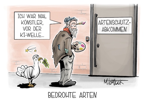 Cartoon: Bedrohte Arten (medium) by Mirco Tomicek tagged washingtoner,artenschutzabkommen,artenschutz,abkommen,artenvielfalt,artensterben,tierarten,pflanzenarten,schützer,umweltschutz,bedrohte,tiere,frieden,ukraine,russland,usa,friedenstaube,krieg,kriegsende,ki,künstler,künstliche,intelligenz,karikatur,cartoon,pressekarikatur,mirco,tomicek,washingtoner,artenschutzabkommen,artenschutz,abkommen,artenvielfalt,artensterben,tierarten,pflanzenarten,schützer,umweltschutz,bedrohte,tiere,frieden,ukraine,russland,usa,friedenstaube,krieg,kriegsende,ki,künstler,künstliche,intelligenz,karikatur,cartoon,pressekarikatur,mirco,tomicek