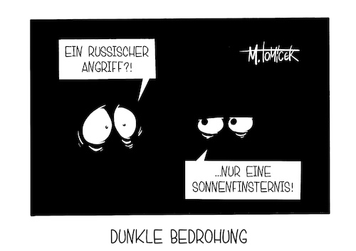 Cartoon: Dunkle Bedrohung (medium) by Mirco Tomicek tagged partielle,sonnenfinsternis,sonne,mond,finsternis,schauspiel,himmel,russland,deutschland,geheimdienst,bedrohung,drohnen,drohne,verteidigung,militär,karikatur,cartoon,pressekarikatur,mirco,tomicek,partielle,sonnenfinsternis,sonne,mond,finsternis,schauspiel,himmel,russland,deutschland,geheimdienst,bedrohung,drohnen,drohne,verteidigung,militär,karikatur,cartoon,pressekarikatur,mirco,tomicek