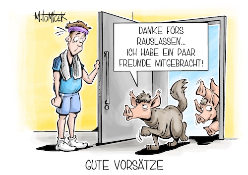 Cartoon: Gute Vorsätze (medium) by Mirco Tomicek tagged gute,vorsätze,vorsatz,new,year,ne,me,neues,jahr,neujahr,silvester,feier,sport,abnhemen,sportlich,essen,ernährung,gesund,gesünder,leben,fasten,diät,gesundheit,innerer,schweinehund,karikatur,pressekarikatur,cartoon,mirco,tomicek,gute,vorsätze,vorsatz,new,year,ne,me,neues,jahr,neujahr,silvester,feier,sport,abnhemen,sportlich,essen,ernährung,gesund,gesünder,leben,fasten,diät,gesundheit,innerer,schweinehund,karikatur,pressekarikatur,cartoon,mirco,tomicek