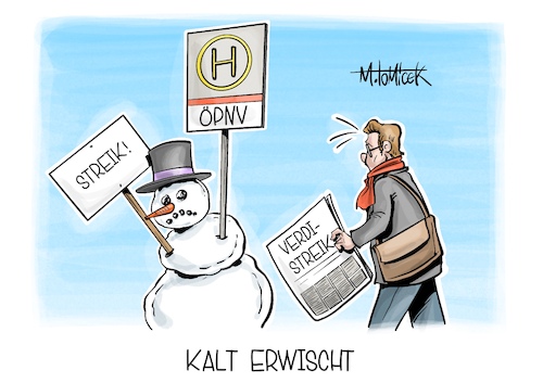 Cartoon: Kalt erwischt (medium) by Mirco Tomicek tagged kälte,kaltes,wetter,kalt,schnee,eis,glätte,glatteis,öpnv,streik,streiks,verdi,nahverkehr,bus,bahn,verkehr,busse,zug,züge,gestreikt,tarife,tarifrunde,karikatur,cartoon,pressekarikatur,mirco,tomicek,kälte,kaltes,wetter,kalt,schnee,eis,glätte,glatteis,öpnv,streik,streiks,verdi,nahverkehr,bus,bahn,verkehr,busse,zug,züge,gestreikt,tarife,tarifrunde,karikatur,cartoon,pressekarikatur,mirco,tomicek