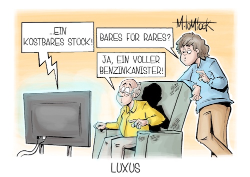 Cartoon: Luxus (medium) by Mirco Tomicek tagged sprit,spritpreise,spritpreis,benzin,diesel,öl,ölpreise,tankstellen,tankstelle,tanken,auto,autofahrer,finanzierung,finanzen,bares,für,rares,fernsehen,kosten,ausgaben,deckel,preisdeckel,karikatur,cartoon,pressekarikatur,mirco,tomicek,sprit,spritpreise,spritpreis,benzin,diesel,öl,ölpreise,tankstellen,tankstelle,tanken,auto,autofahrer,finanzierung,finanzen,bares,für,rares,fernsehen,kosten,ausgaben,deckel,preisdeckel,karikatur,cartoon,pressekarikatur,mirco,tomicek