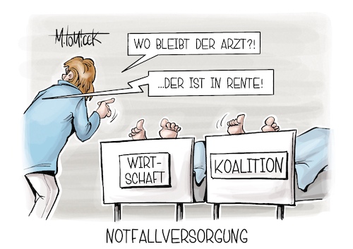 Cartoon: Nottfallversorgung (medium) by Mirco Tomicek tagged wirtschaft,bip,bruttoinlandsprodukt,wirtschaftswachstum,gesunken,wirtschaftsministerin,reiche,regierung,koalition,rentendebatte,debatte,rene,renten,gesundheitsreform,gesundheit,notfall,krankenhäuser,karikatur,cartoon,pressekarikatur,mirco,tomicek,wirtschaft,bip,bruttoinlandsprodukt,wirtschaftswachstum,gesunken,wirtschaftsministerin,reiche,regierung,koalition,rentendebatte,debatte,rene,renten,gesundheitsreform,gesundheit,notfall,krankenhäuser,karikatur,cartoon,pressekarikatur,mirco,tomicek