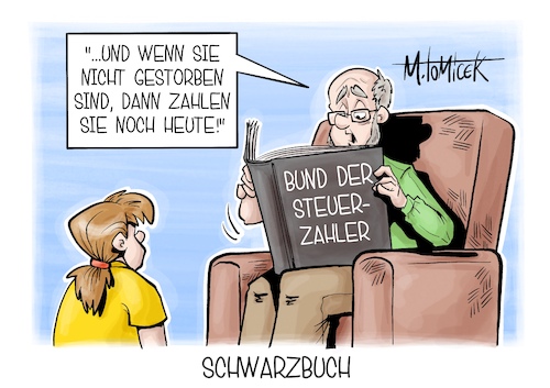 Cartoon: Schwarzbuch (medium) by Mirco Tomicek tagged bund,der,steuerzahler,schwarzbuch,steuern,steuer,steuerverschwendung,verschwendungen,buch,berlin,ausgaben,kommunen,land,koalition,regierung,karikatur,cartoon,pressekarikatur,mirco,tomicek,bund,der,steuerzahler,schwarzbuch,steuern,steuer,steuerverschwendung,verschwendungen,buch,berlin,ausgaben,kommunen,land,koalition,regierung,karikatur,cartoon,pressekarikatur,mirco,tomicek