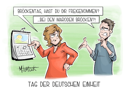 Cartoon: Tag der Deutschen Einheit (medium) by Mirco Tomicek tagged brückentag,tag,der,deutschen,einheit,feiertag,brücke,marode,brücken,cartoon,karikatur,pressekarikatur,mirco,tomicek,brückentag,tag,der,deutschen,einheit,feiertag,brücke,marode,brücken,cartoon,karikatur,pressekarikatur,mirco,tomicek