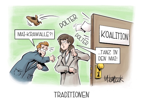 Cartoon: Traditionen (medium) by Mirco Tomicek tagged tanz,in,den,mai,krawalle,demos,demonstrationen,krawall,koalition,regierung,gesetz,gesetze,reformen,reform,gesundheitsreform,krankenkassen,heizung,heizungsgesetz,tankrabatt,spritpreise,karikatur,cartoon,pressekarikatur,mirco,tomicek,tanz,in,den,mai,krawalle,demos,demonstrationen,krawall,koalition,regierung,gesetz,gesetze,reformen,reform,gesundheitsreform,krankenkassen,heizung,heizungsgesetz,tankrabatt,spritpreise,karikatur,cartoon,pressekarikatur,mirco,tomicek
