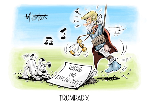 Cartoon: Trumpadix (medium) by Mirco Tomicek tagged donald,trump,kamala,harris,tv,duell,debatte,us,usa,präsidentschaftswahl,wahlen,wahl,kandidatin,kandidat,päsidentschaft,taylor,swift,unterstützung,amerika,asterix,und,obelix,troubadix,karikatur,cartoon,pressekarikatur,mirco,tomicek,donald,trump,kamala,harris,tv,duell,debatte,us,usa,präsidentschaftswahl,wahlen,wahl,kandidatin,kandidat,päsidentschaft,taylor,swift,unterstützung,amerika,asterix,und,obelix,troubadix,karikatur,cartoon,pressekarikatur,mirco,tomicek