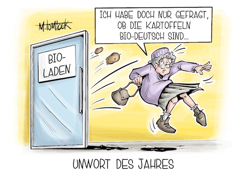 Cartoon: Unwort des Jahres (medium) by Mirco Tomicek tagged deutschland,biodeutsch,bio,deutsch,unwort,des,jahres,2024,wort,alltagsrassismus,rassismus,karikatur,pressekarikatur,cartoon,mirco,tomicek,deutschland,biodeutsch,bio,deutsch,unwort,des,jahres,2024,wort,alltagsrassismus,rassismus,karikatur,pressekarikatur,cartoon,mirco,tomicek