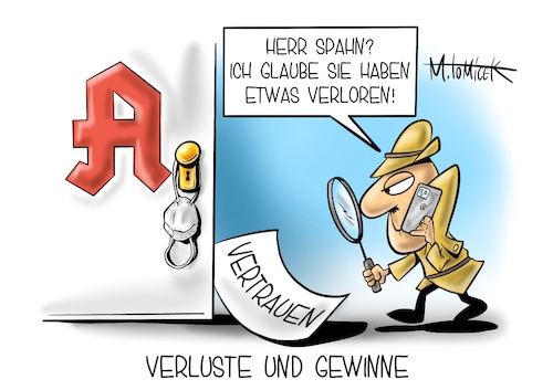 Cartoon: Verluste und Gewinne (medium) by Mirco Tomicek tagged jens,spahn,apotheke,apotheker,apothekerinnen,recherchen,medien,verteilung,ffp2,masken,maske,maskenaffäre,profit,geld,verdienen,verdient,verteilaktion,verteilt,bundesgesundheitsminister,gesundheitsminister,gesundheit,corona,covid19,virus,pandemie,lockdown,shutdown,gewinne,gewinn,vertrauen,cdu,umsatz,inspektor,clouseau,pink,panther,cartoon,karikatur,pressekarikatur,mirco,tomicek,jens,spahn,apotheke,apotheker,apothekerinnen,recherchen,medien,verteilung,ffp2,masken,maske,maskenaffäre,profit,geld,verdienen,verdient,verteilaktion,verteilt,bundesgesundheitsminister,gesundheitsminister,gesundheit,corona,covid19,virus,pandemie,lockdown,shutdown,gewinne,gewinn,vertrauen,cdu,umsatz,inspektor,clouseau,pink,panther,cartoon,karikatur,pressekarikatur,mirco,tomicek