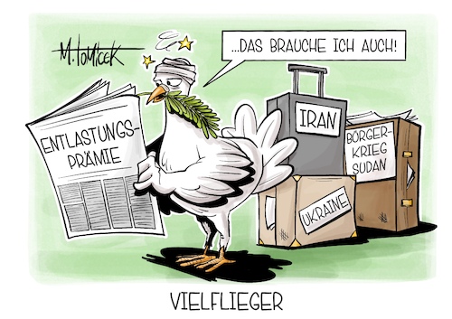 Cartoon: Vielflieger (medium) by Mirco Tomicek tagged entlastungsprämie,entlastung,prämie,sprit,tanken,tankstellen,spritpreise,spritpreis,bremse,spritpreisbremse,koalition,benzin,öl,ukraine,hilfe,krieg,frieden,berlin,pistorius,bürgerkrieg,sudan,konferenz,friedenstaube,karikatur,pressekarikatur,cartoon,mirco,tomicek,entlastungsprämie,entlastung,prämie,sprit,tanken,tankstellen,spritpreise,spritpreis,bremse,spritpreisbremse,koalition,benzin,öl,ukraine,hilfe,krieg,frieden,berlin,pistorius,bürgerkrieg,sudan,konferenz,friedenstaube,karikatur,pressekarikatur,cartoon,mirco,tomicek